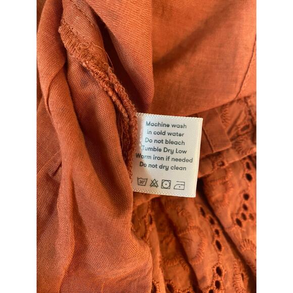 Roller Rabbit Glyn Eyelet Long Sleeve Cotton Blouse Boho Peasant Cottagecore | M - Picture 9 of 13